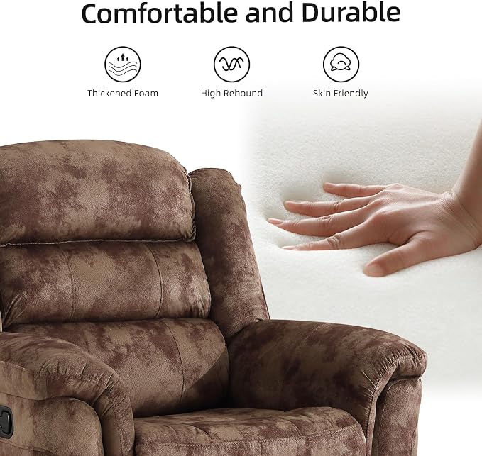 EBELLO 2 Pieces Reclining Couch Furniture Set, Soft Fabric Manual Recliner Sofa - Image 5