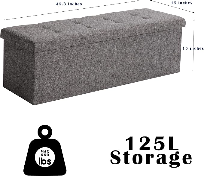 Shoe Storage Ottoman Foldable Seat Footrest Tufted Bench End of Bed Storage - Image 3