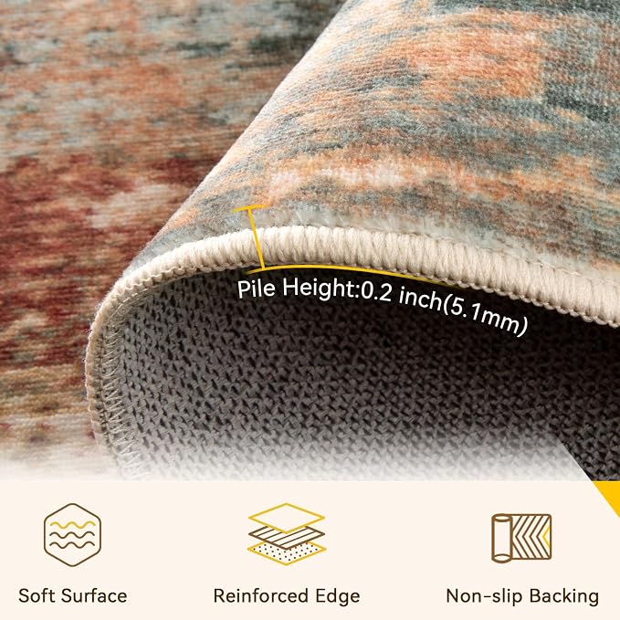 RELEANY Washable Area Rugs 3x7 Non-Slip Modern Abstract Soft - Image 3