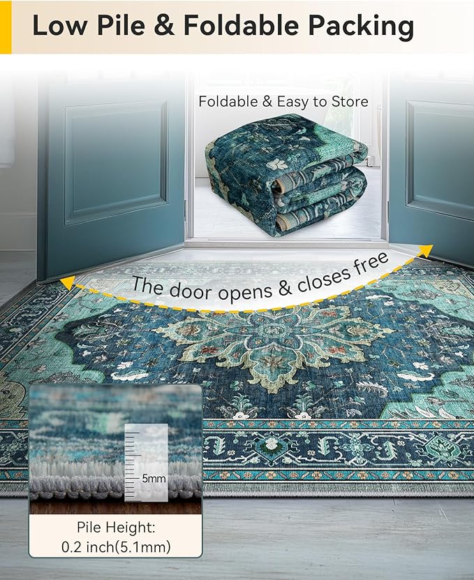 RELEANY Area Rugs 2'x7' Runner Rug Non Slip Washable - Image 5