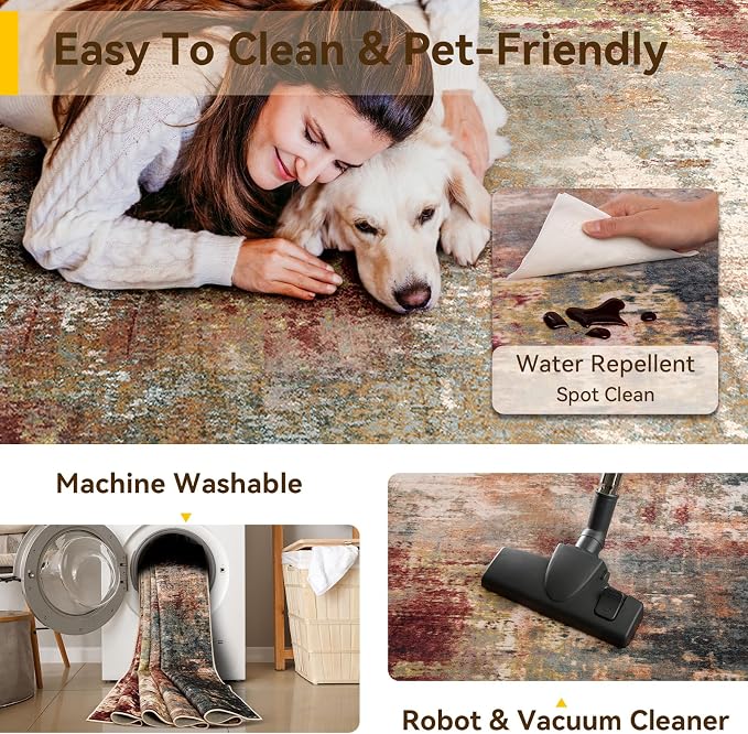 RELEANY Washable Area Rugs 2'x3' Non-Slip Modern Abstract Soft - Image 4