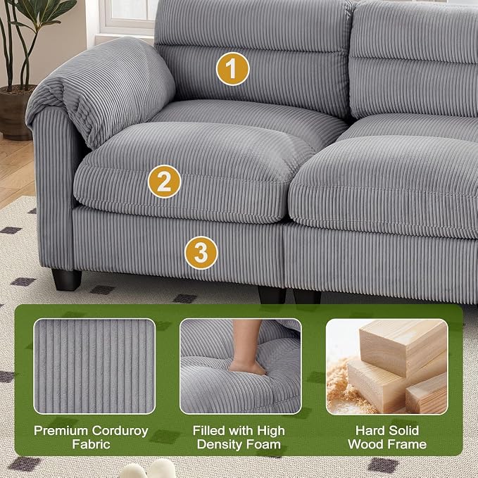 HAOMARKETS Corduroy Sofa Set, Upholstered Armchair and 3-Seater Sofa Sofa Set - Image 3