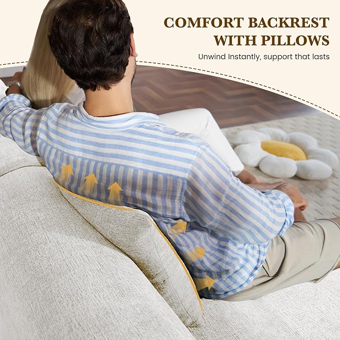 122" L Shaped Convertible Modular Couch, Cloud Couch Sectional - Image 5