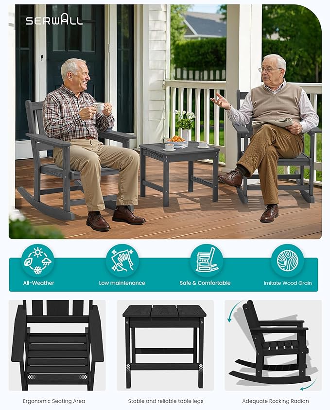 SERWALL Outdoor Rocking Chairs Set of 2 - Image 8