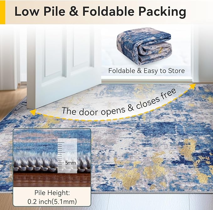 RELEANY Washable Area Rugs Square 9ft Non-Slip Modern Abstract Soft - Image 3