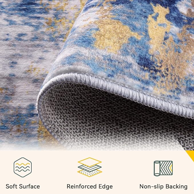 RELEANY Washable Area Rugs 2'x6' Non-Slip Modern Abstract Soft - Image 6