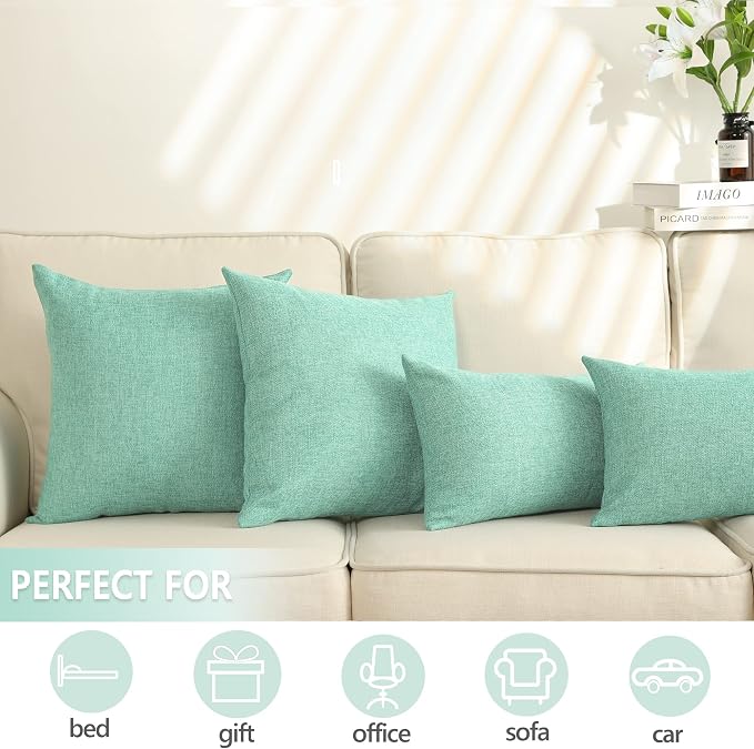 Stellhome Pack of 2 Spring Burlap Throw Pillow Covers Farmhouse Linen Cushion - Image 5