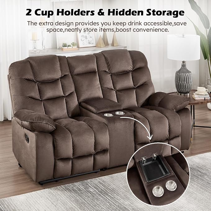 HAOMARKETS Manual Reclining Loveseat Sofa - Image 5