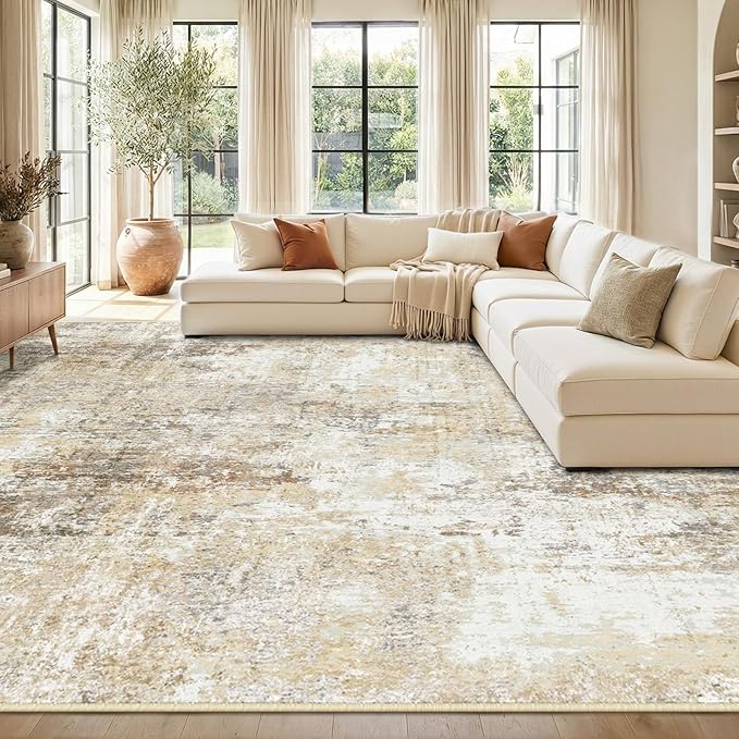 RELEANY Washable Area Rugs 9'x12' Non-Slip Modern Abstract Soft by RELEANY