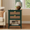 22" Green Accent Side Cabinet, Boho Storage Cabinet by YHFEXYT