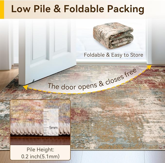 RELEANY Washable Area Rugs 3x4 Non-Slip Modern Abstract Soft - Image 6