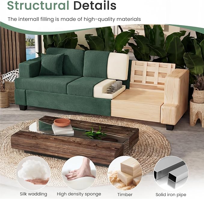 YOUDENOVA Sofa, 63” Comfy Loveseat Sofa - Image 4