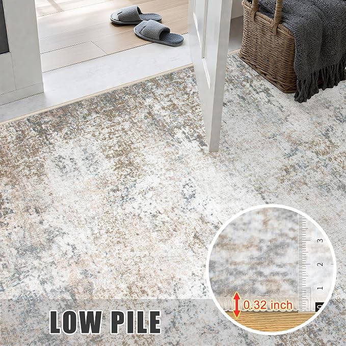 Washable Area Rug 3x14 Entryway Rug: Washable Modern Abstract Soft Thin Rug - Image 7