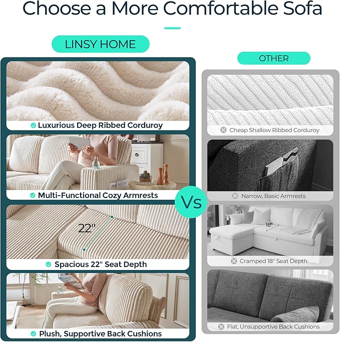 LINSY HOME Loveseat Sofa with Storage - Image 3