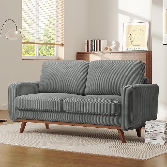 Vesgantti 68" Loveseat Sofa Dark Gray, Comfy Corduroy Couch - Image 6