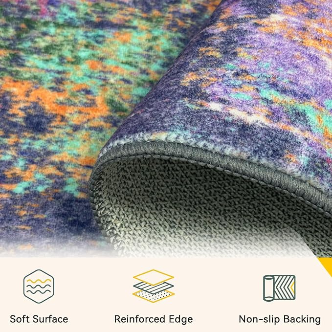 RELEANY Washable Area Rugs 6ft Non-Slip Modern Abstract Soft - Image 4