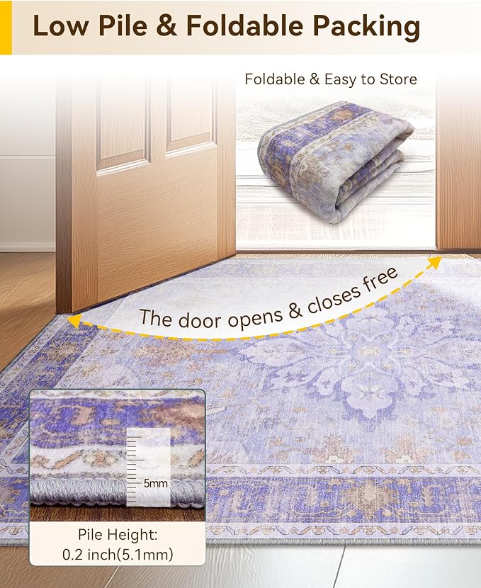 RELEANY Area Rugs 2'x6' Runner Rug Non Slip Washable - Image 7