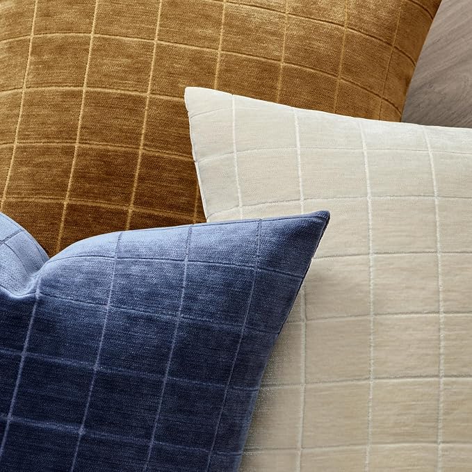 MIULEE Decorative Chenille Check Lumbar Throw Pillow Covers Vintage Plaid Couch - Image 2