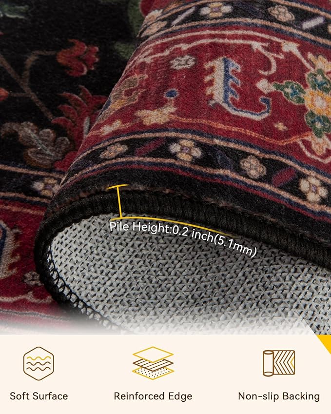 RELEANY Area Rugs 2'x6' Runner Rug Non Slip Washable - Image 4