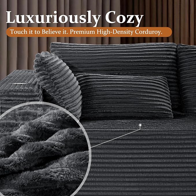 108" Cloud Sectional Couch, Comfort Sleep Sofa - Image 5