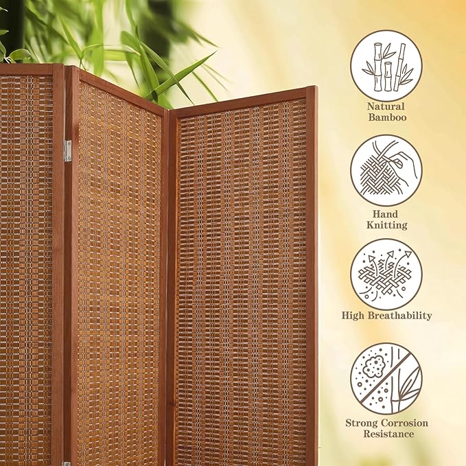 6 Panel Room Divider and Extra Wide Folding Privacy Screen, 94.5" W x 67" H - Image 4