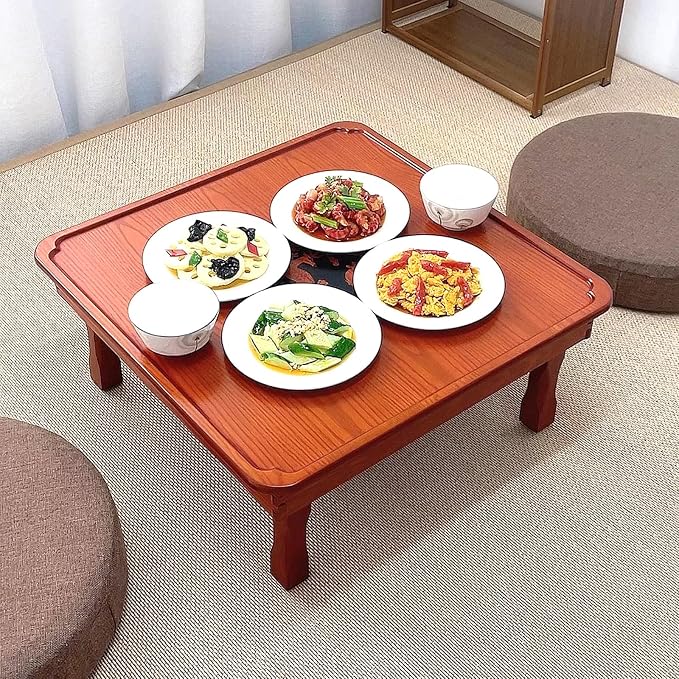 Rectangle Folding Low Coffee Table, Japanese Style Solid Wood Floor Table - Image 6