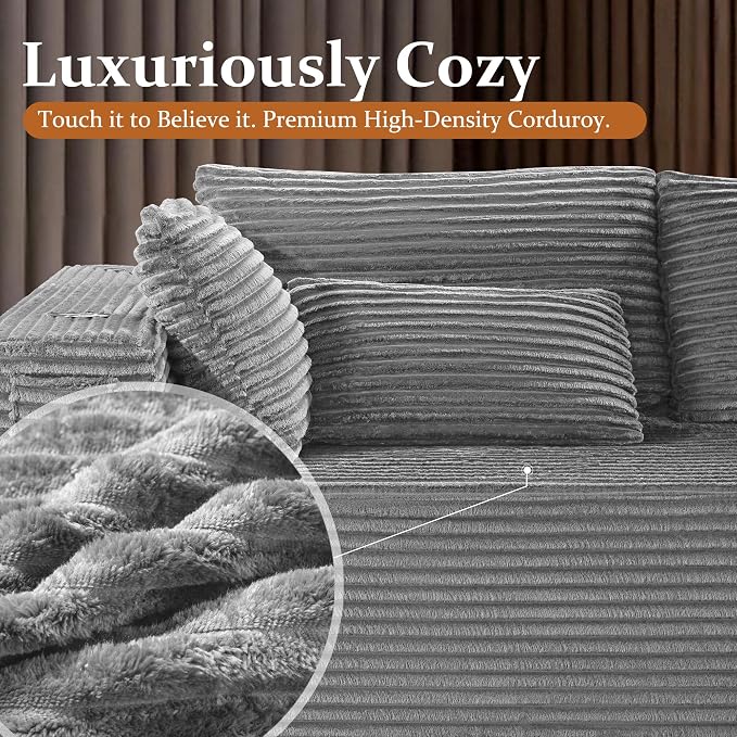 168" Cloud Sectional Couch, Comfort U Shaped Sofa - Image 5