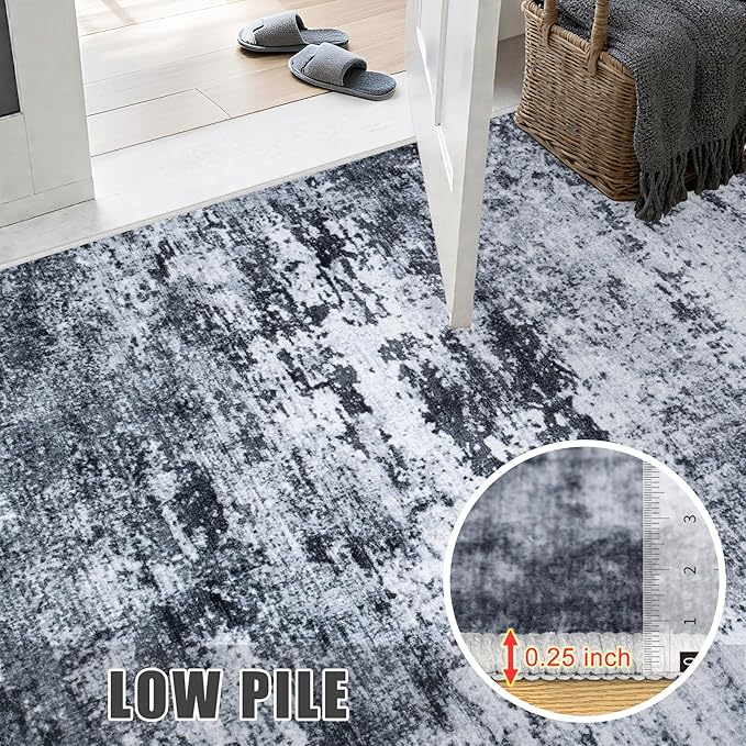 5x7 Area Rug Living Room Rug: Washable Modern Abstract Soft Thin Rug Indoor - Image 8