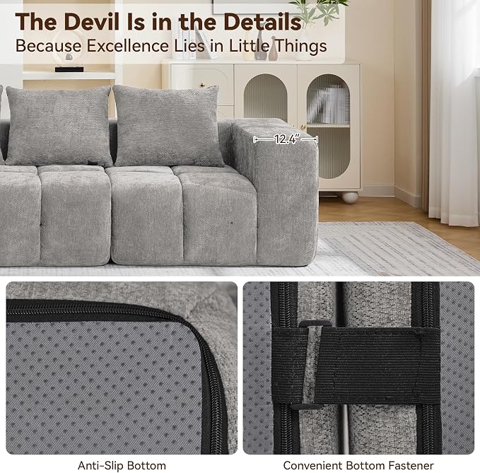 78.7" Loveseat Boneless Couch, Upholstered Cloud Love Seat - Image 3