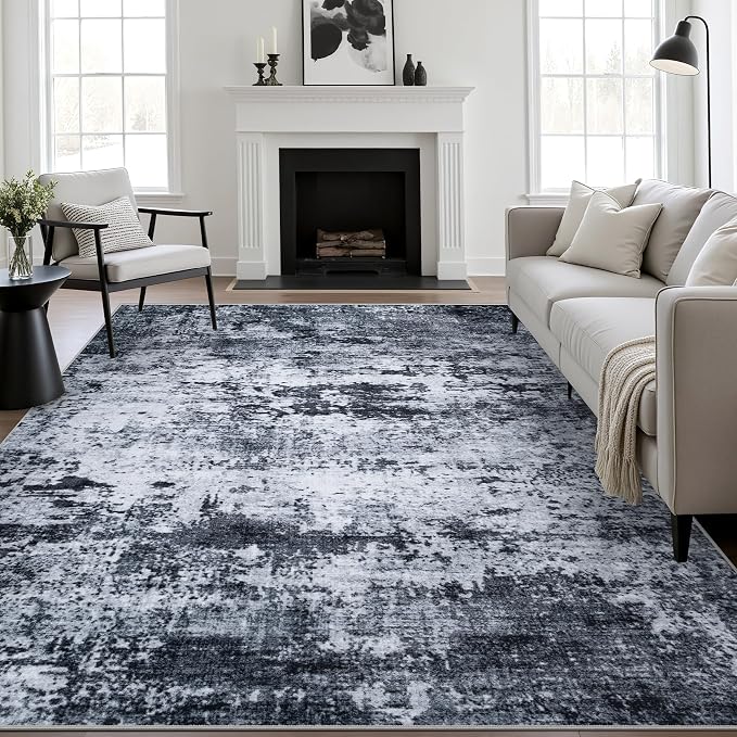 9x12 Area Rug Living Room Rug: Washable Modern Abstract Soft Thin Rug Indoor by FXRHLP