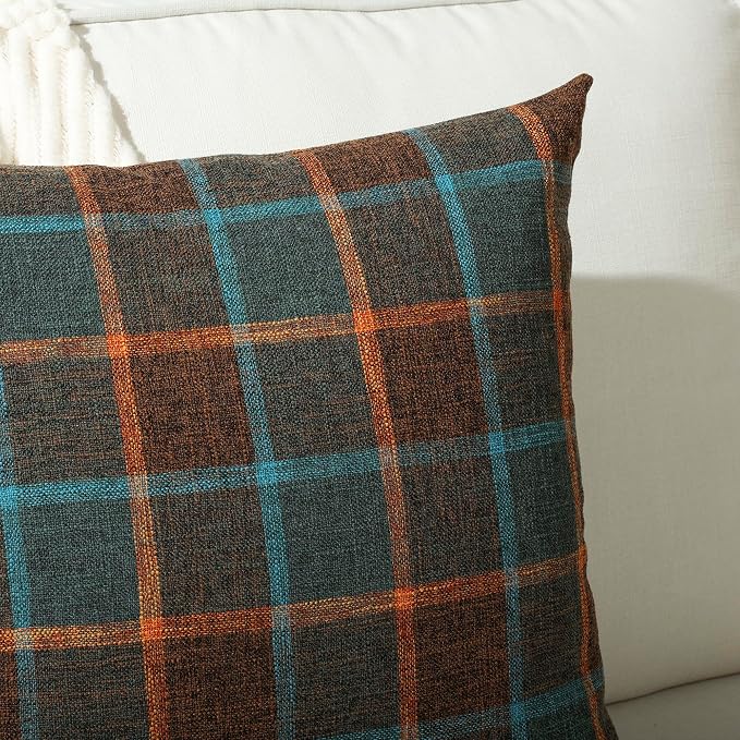 Stellhome Pack of 2 Faux Linen Buffalo Check Throw Pillow Covers, Farmhouse - Image 4