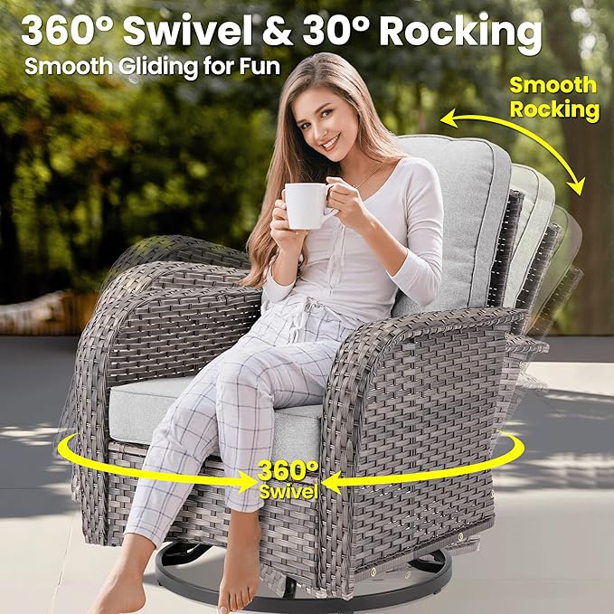 ovios 8 Pieces Patio Furniture Set, Outdoor Wicker Sofa Couch - Image 2