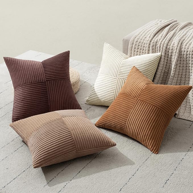 MIULEE Brown Throw Pillow Covers 20x20 Inch Set of 4 Boho Farmhouse Cushion - Image 6