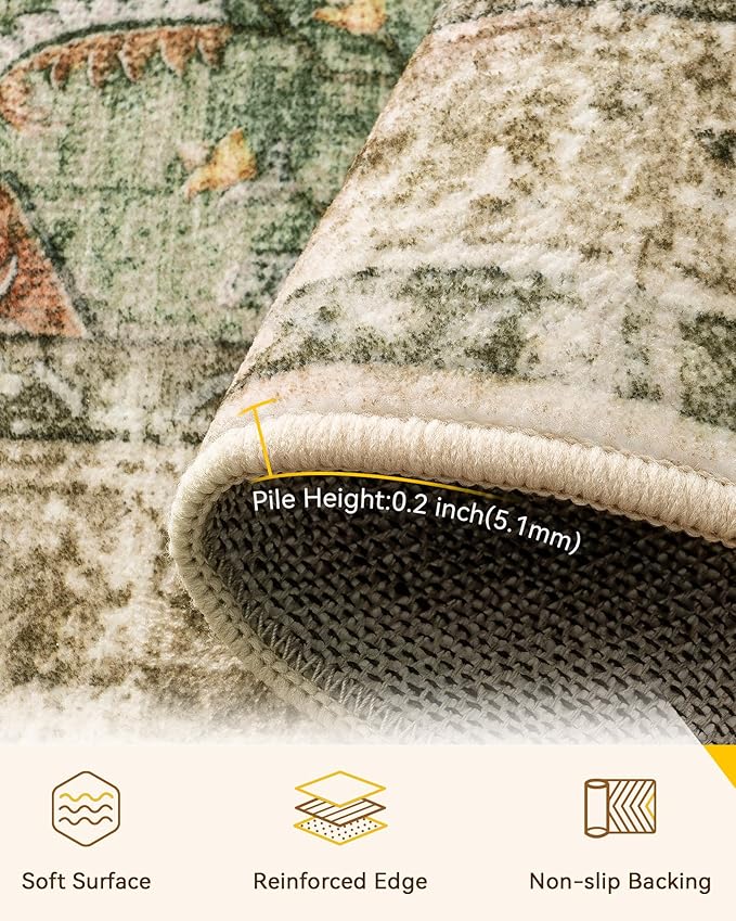 RELEANY Area Rugs 3'x12' Runner Rug Non Slip Washable - Image 2