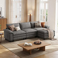 LINSY HOME 123" Modular L-Shaped Sectional Sofa, 3-Seat Corduroy Modern Cloud by LINSYHOME