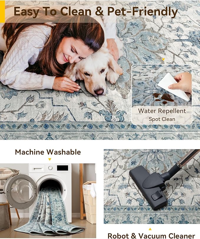 RELEANY Area Rugs 3'x8' Runner Rug Non Slip Washable - Image 6