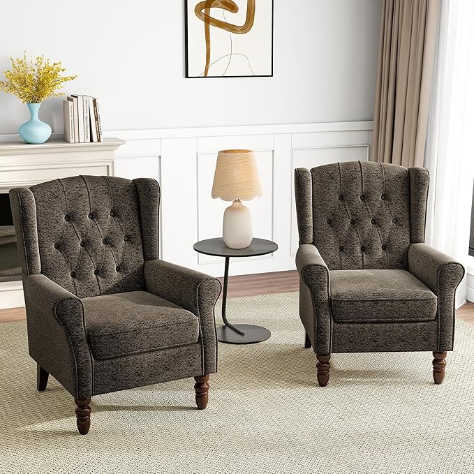 Pia Ricco Mid-Century Modern 2-Piece Wingback Chair Set - Image 6
